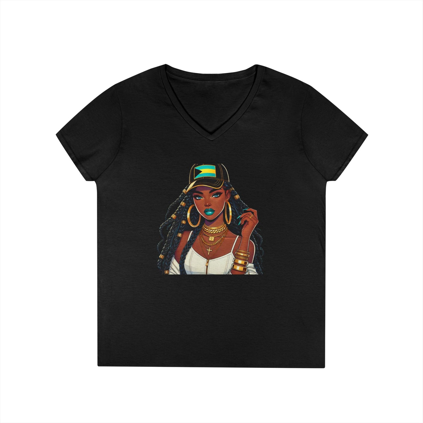 Patriotic Women's Bahamas Flag V-Neck T-Shirt