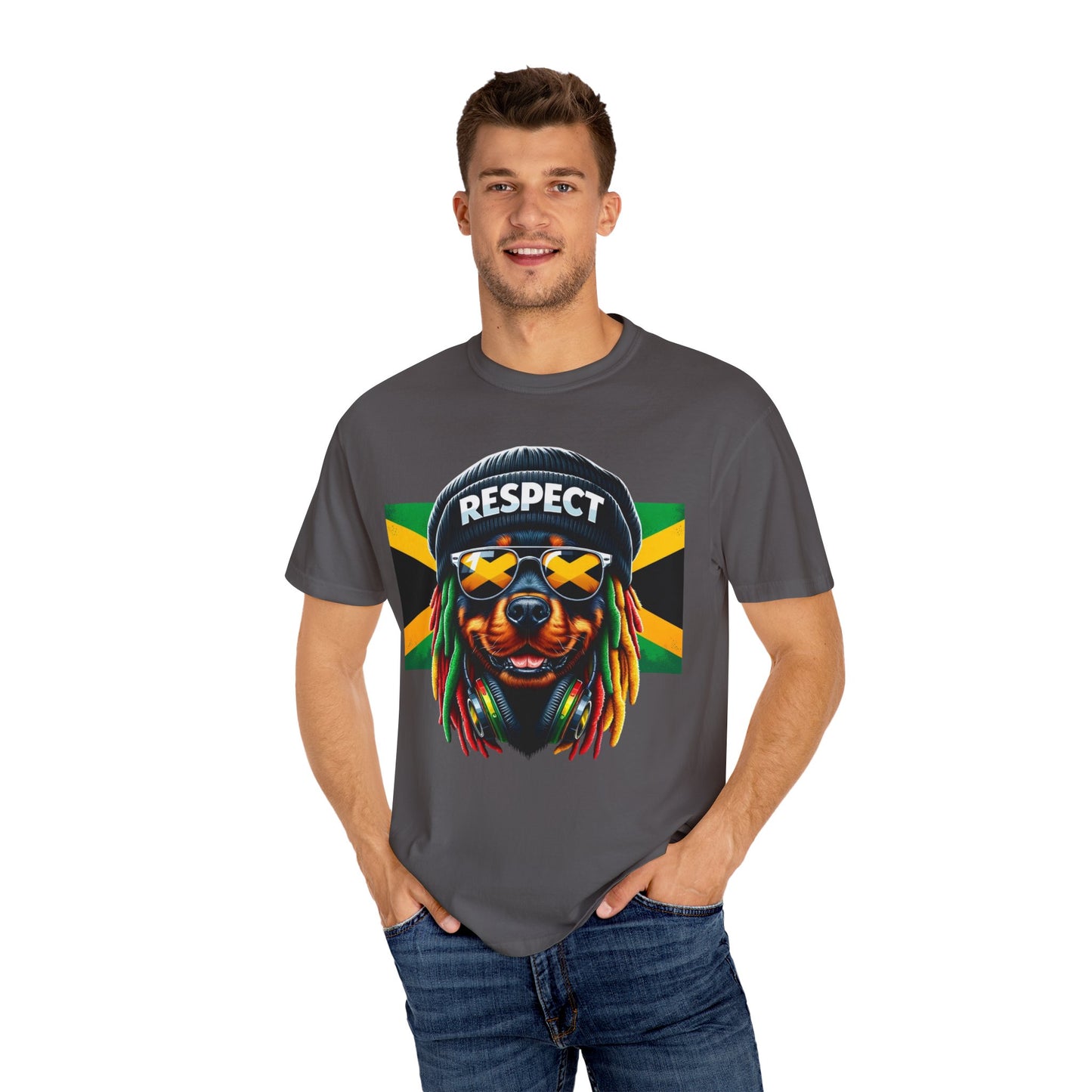 Jamaica Flag Dog Shades T-shirt For Men