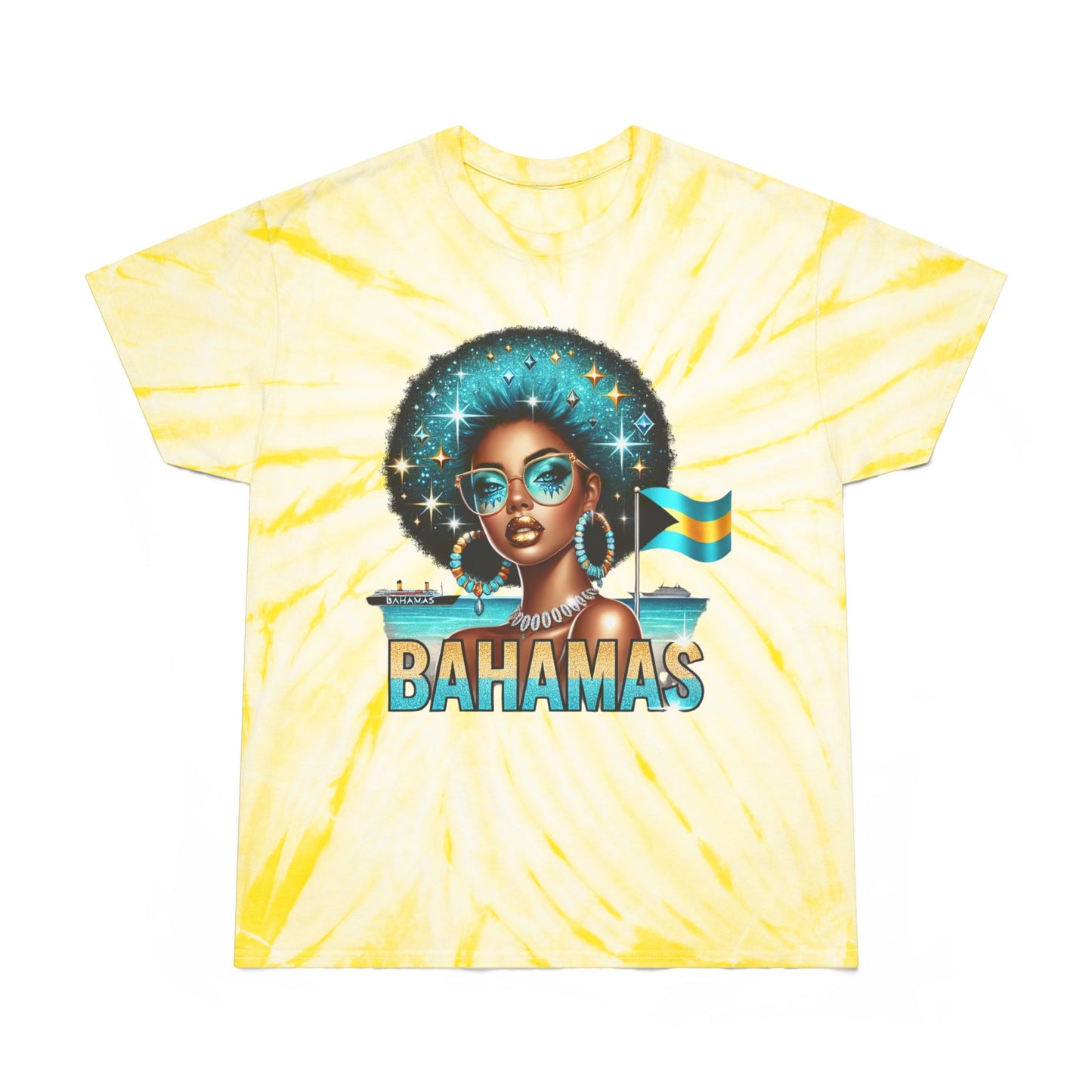 Patriotic Bahamian Woman with Bahamas Flag Design