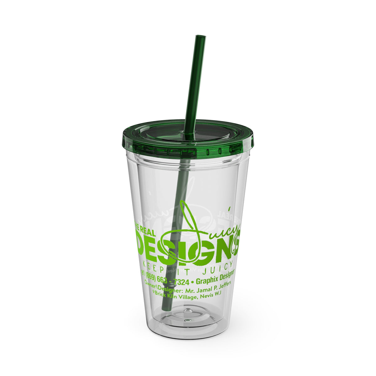 Custom Juicy Desing 16oz Tumbler with Straw