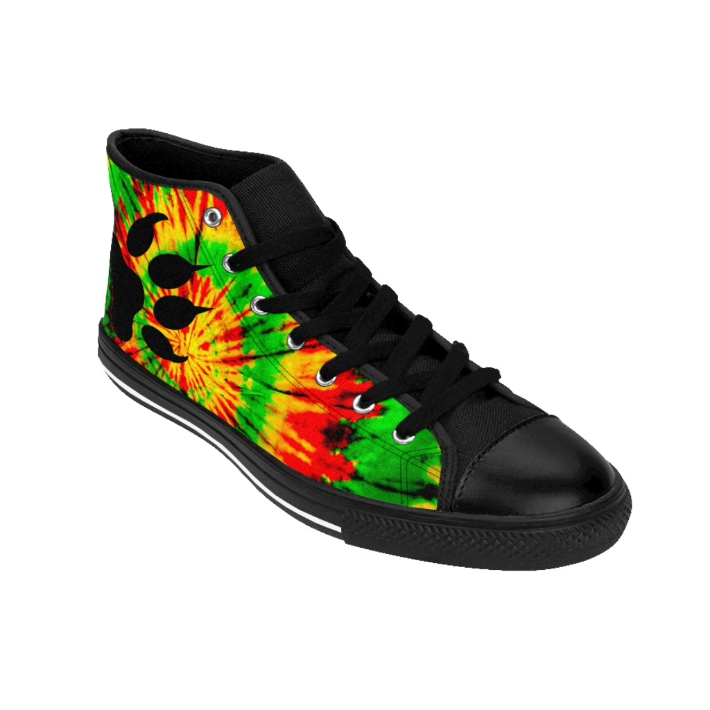 Red Green Gold Rasta Colors Tie N Dye Hightops Sneakers For Men