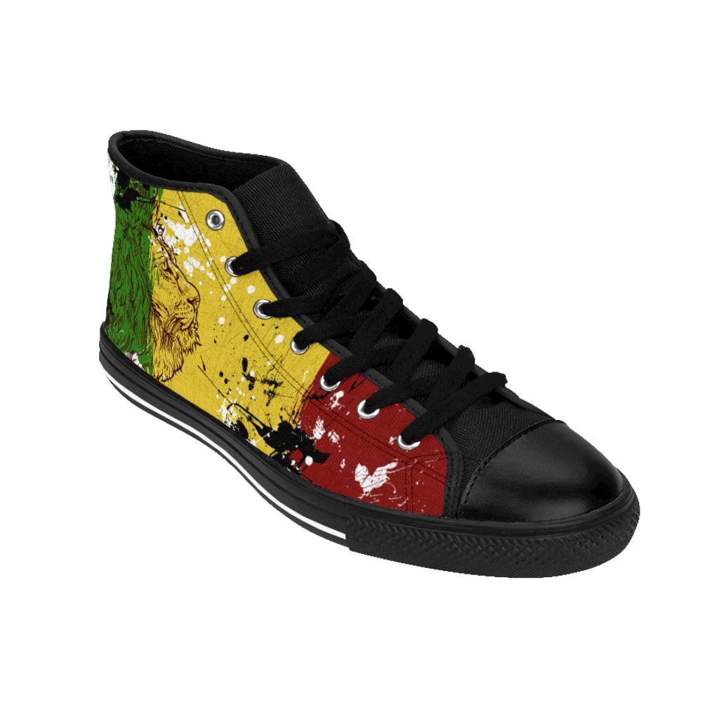 Red Green Gold Rasta Lion Head High-top Sneakers For Men
