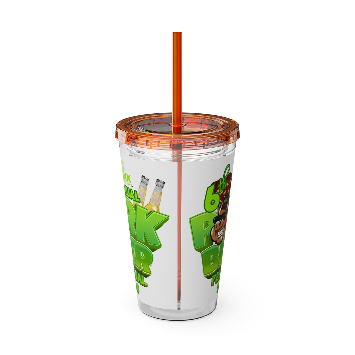 Custom Pork & Beer Festival 16oz Tumbler with Straw