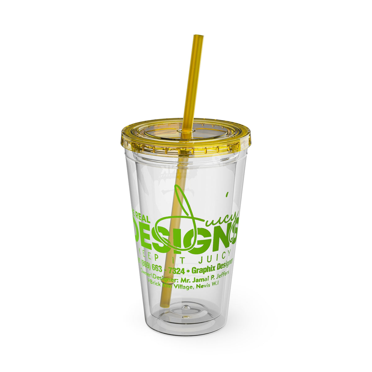 Custom Juicy Desing 16oz Tumbler with Straw