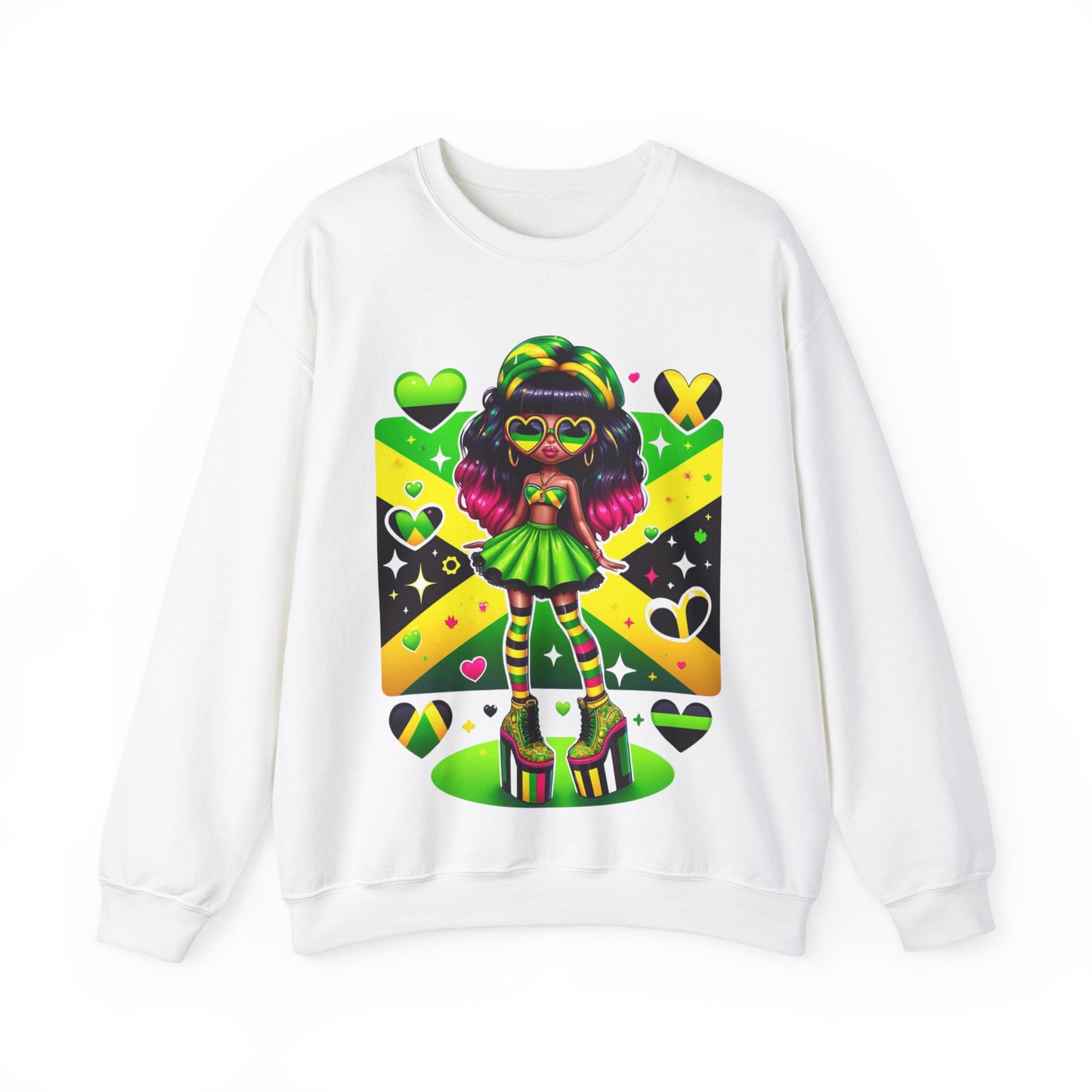 Jamaica Flag Sweatshirt For Jamaican Woman Jamaica Clothes For Women Jamaica Flag Clothes Jamaica Roots Clothes Jamaica Heritage Clothes