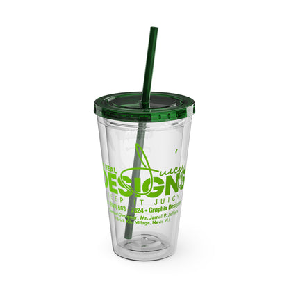 Custom Juicy Desing 16oz Tumbler with Straw