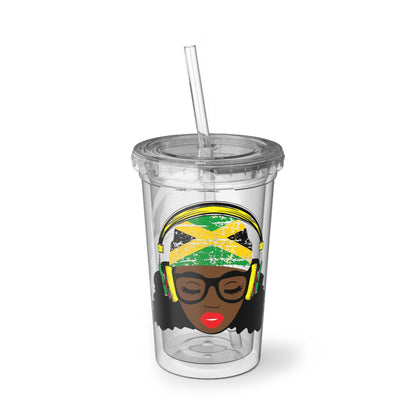 Jamaica Cup With Lid and Straw Jamaican Gift For Women Jamaica Flag Merchandise Jamaica Themed Products