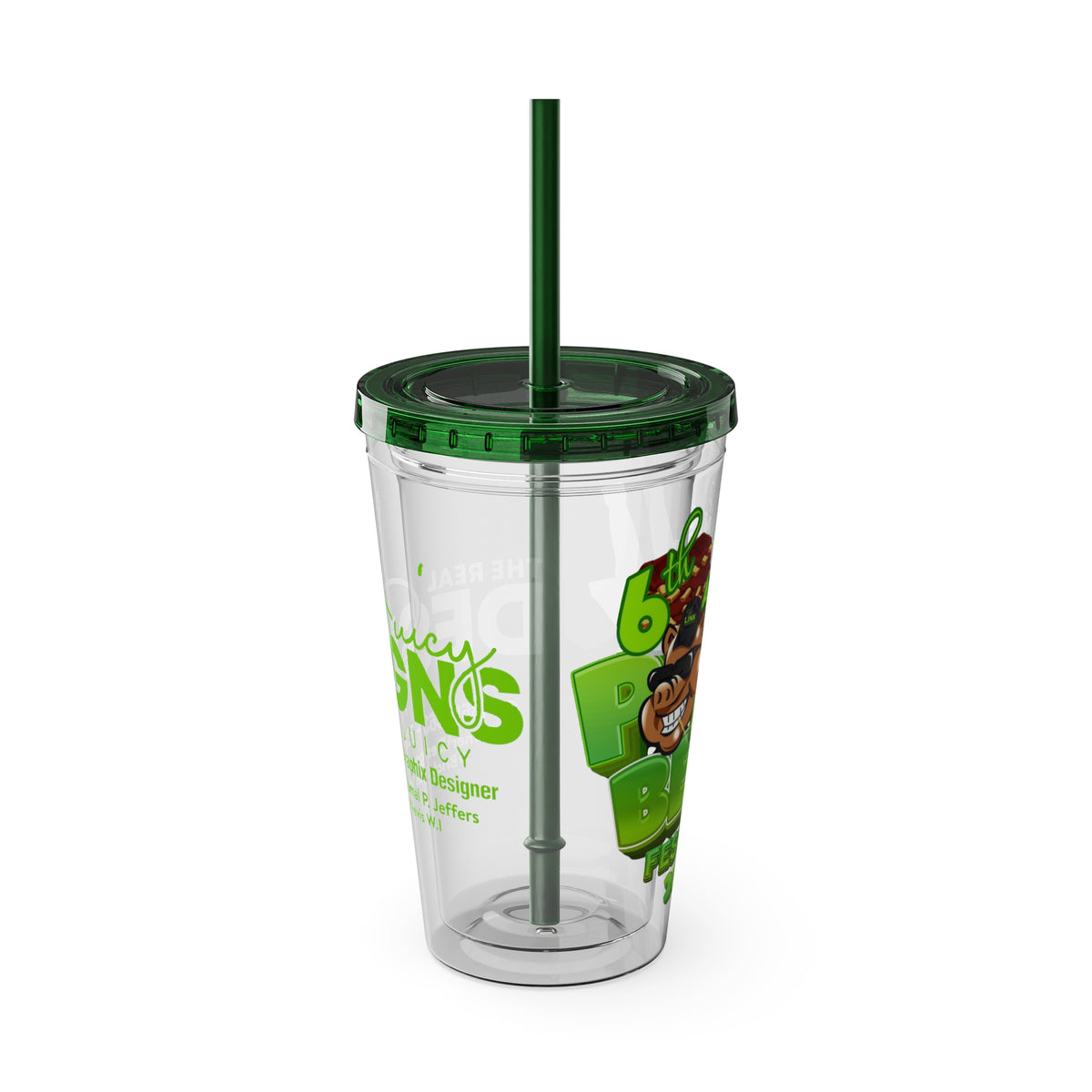 Custom Juicy Desing 16oz Tumbler with Straw