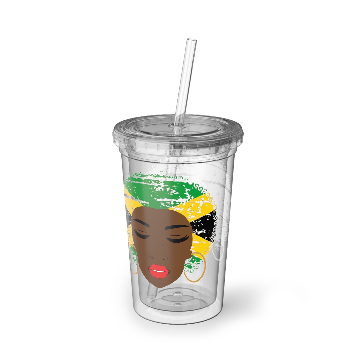 Jamaica Cup With Lid and Straw Jamaican Gift For Women Jamaica Flag Merchandise Jamaica Themed Products