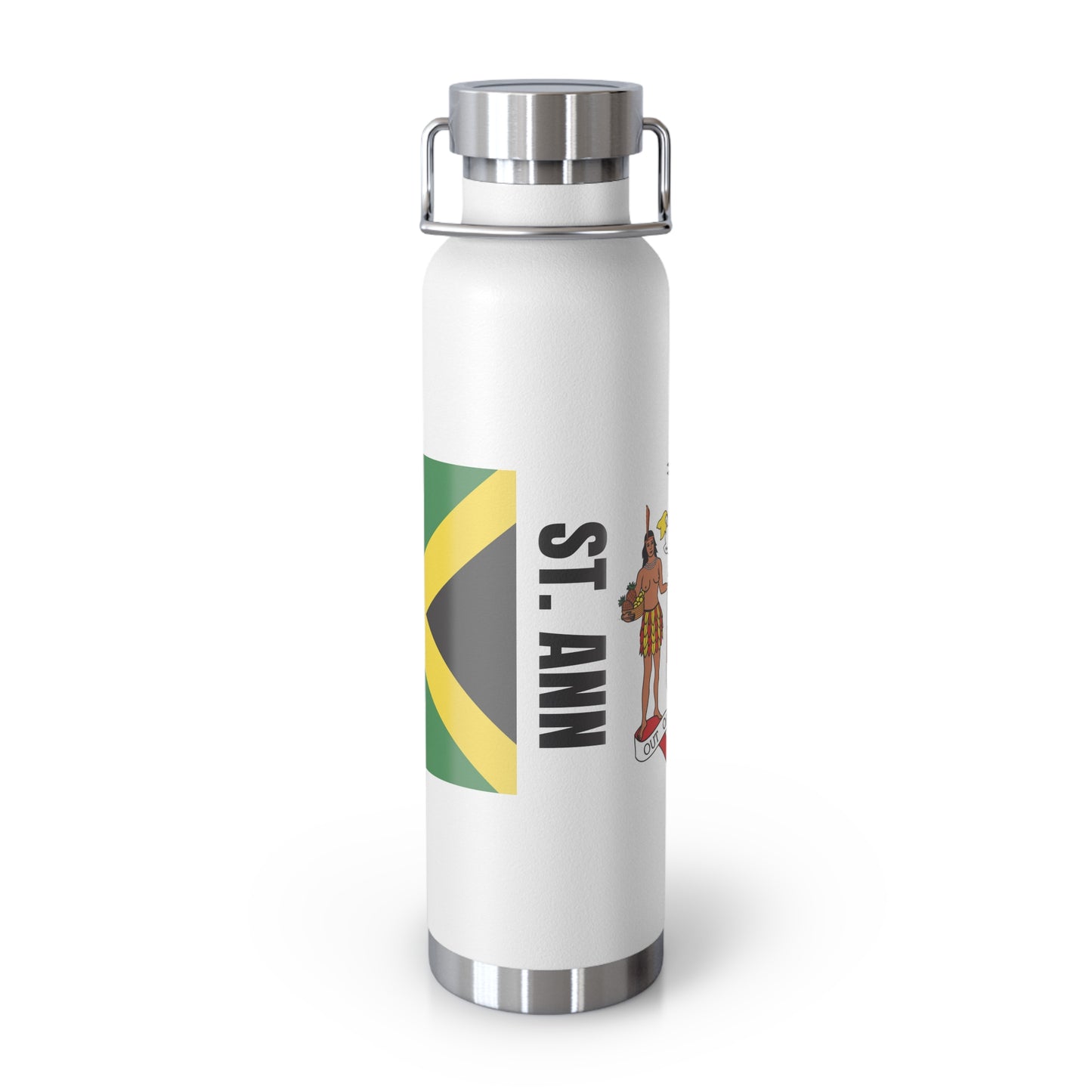 Personalized St Ann Copper Insulated Bottle with Jamaica Flag - 22oz Jamaica Souvenir Gift