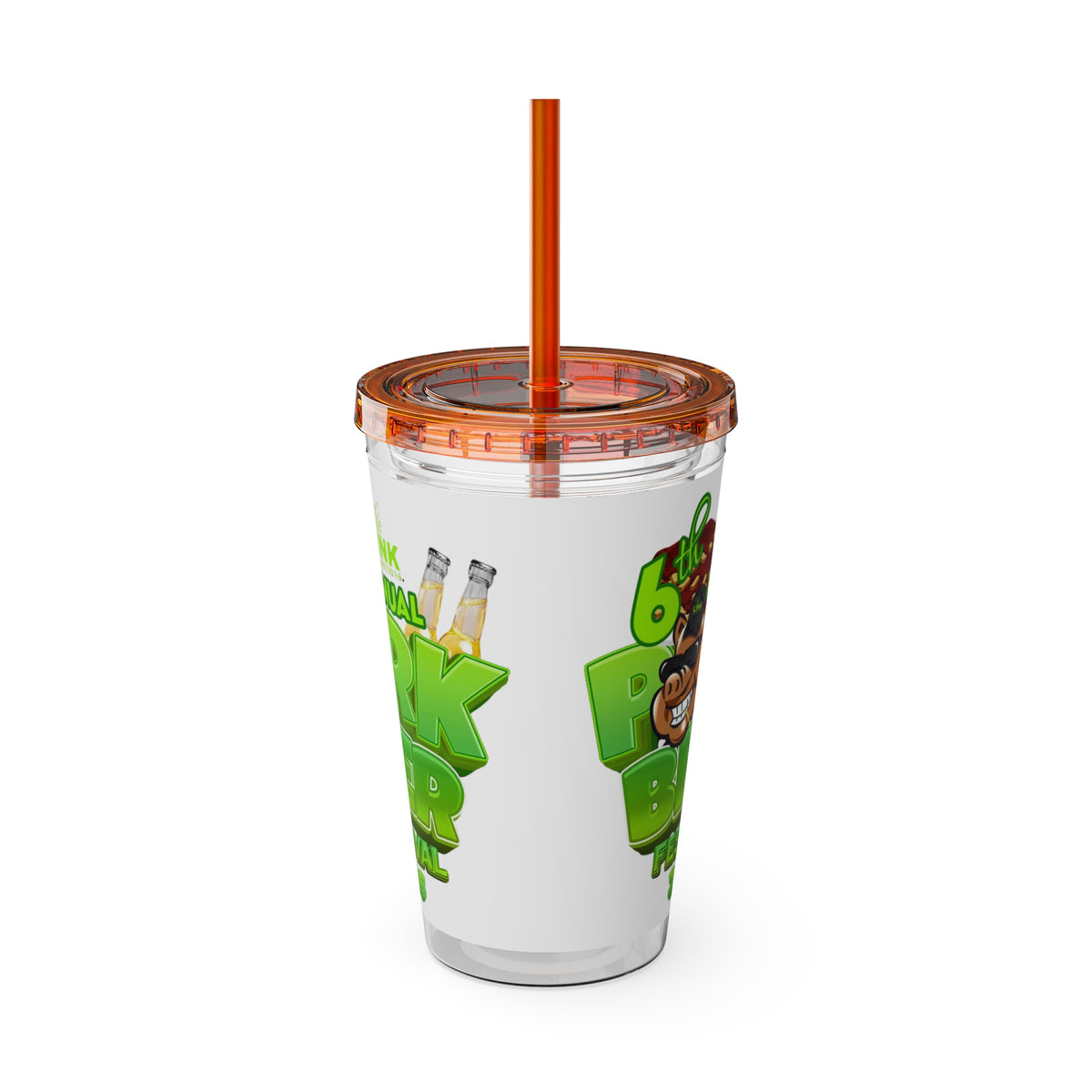 Custom Pork & Beer Festival 16oz Tumbler with Straw