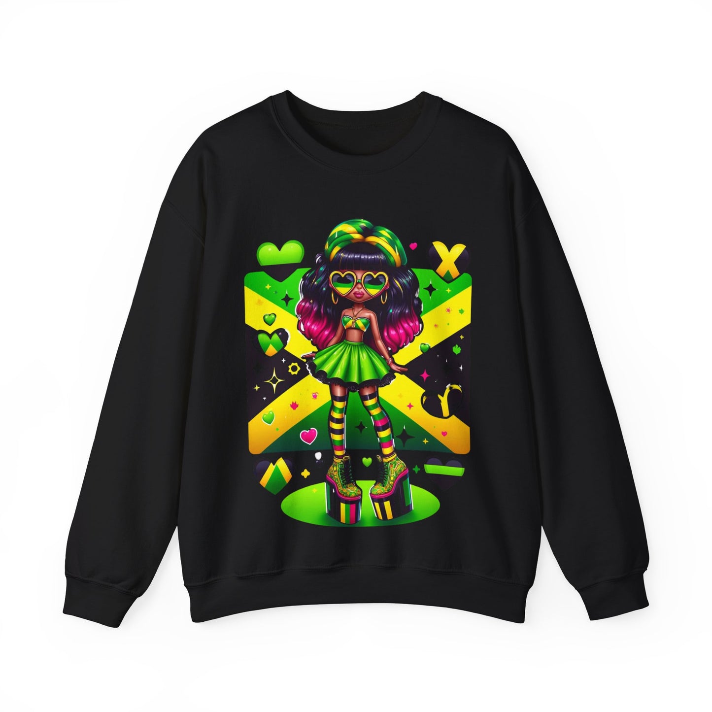 Jamaica Flag Sweatshirt For Jamaican Woman Jamaica Clothes For Women Jamaica Flag Clothes Jamaica Roots Clothes Jamaica Heritage Clothes