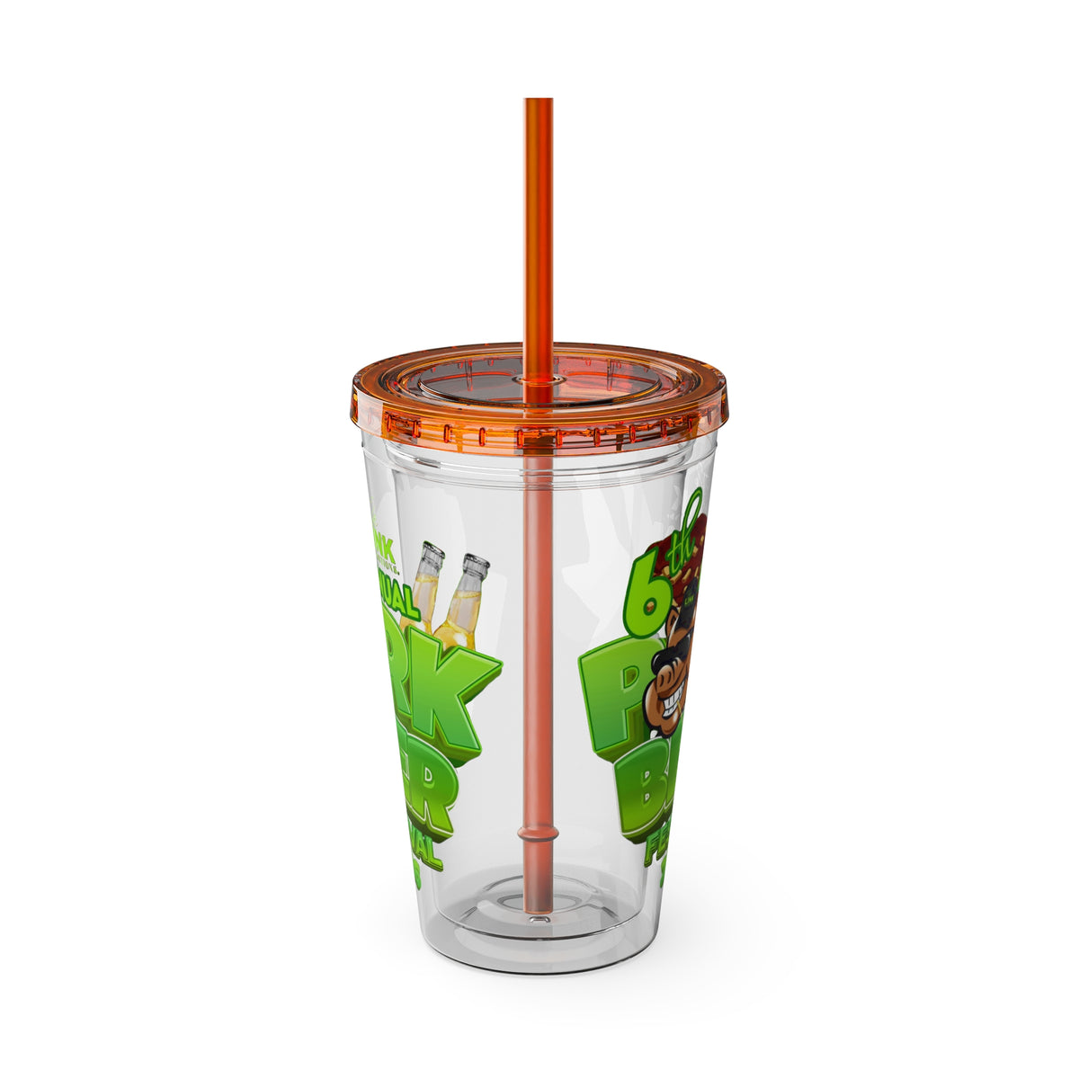 Custom Pork & Beer Festival 16oz Tumbler with Straw
