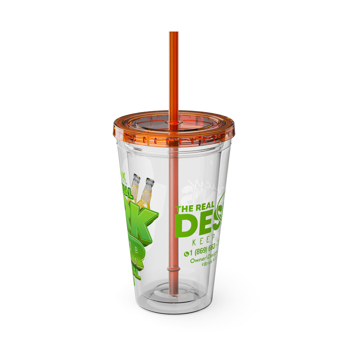 Custom Juicy Desing 16oz Tumbler with Straw