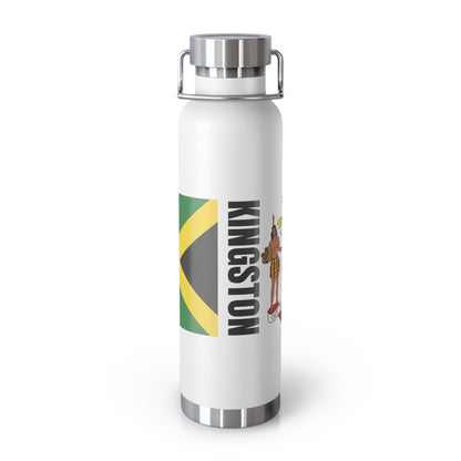 Personalized Jamaica Flag Insulated Copper Bottle - 22oz Souvenir Gift with Coat of Arms