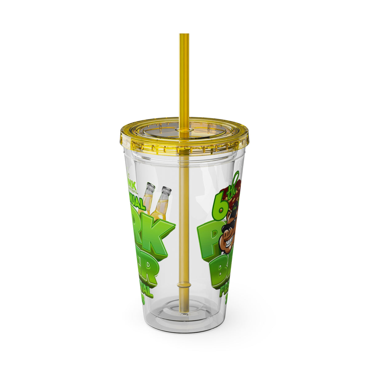 Custom Pork & Beer Festival 16oz Tumbler with Straw