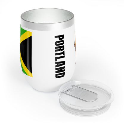 Personalized Portland Jamaica Flag Wine Tumbler Gift for Jamaican Patriotic Jamaican Gift Jamaica Souvenir Jamaica Heritage Jamaica Roots