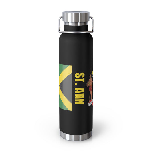 Personalized St Ann Copper Insulated Bottle with Jamaica Flag - 22oz Jamaica Souvenir Gift