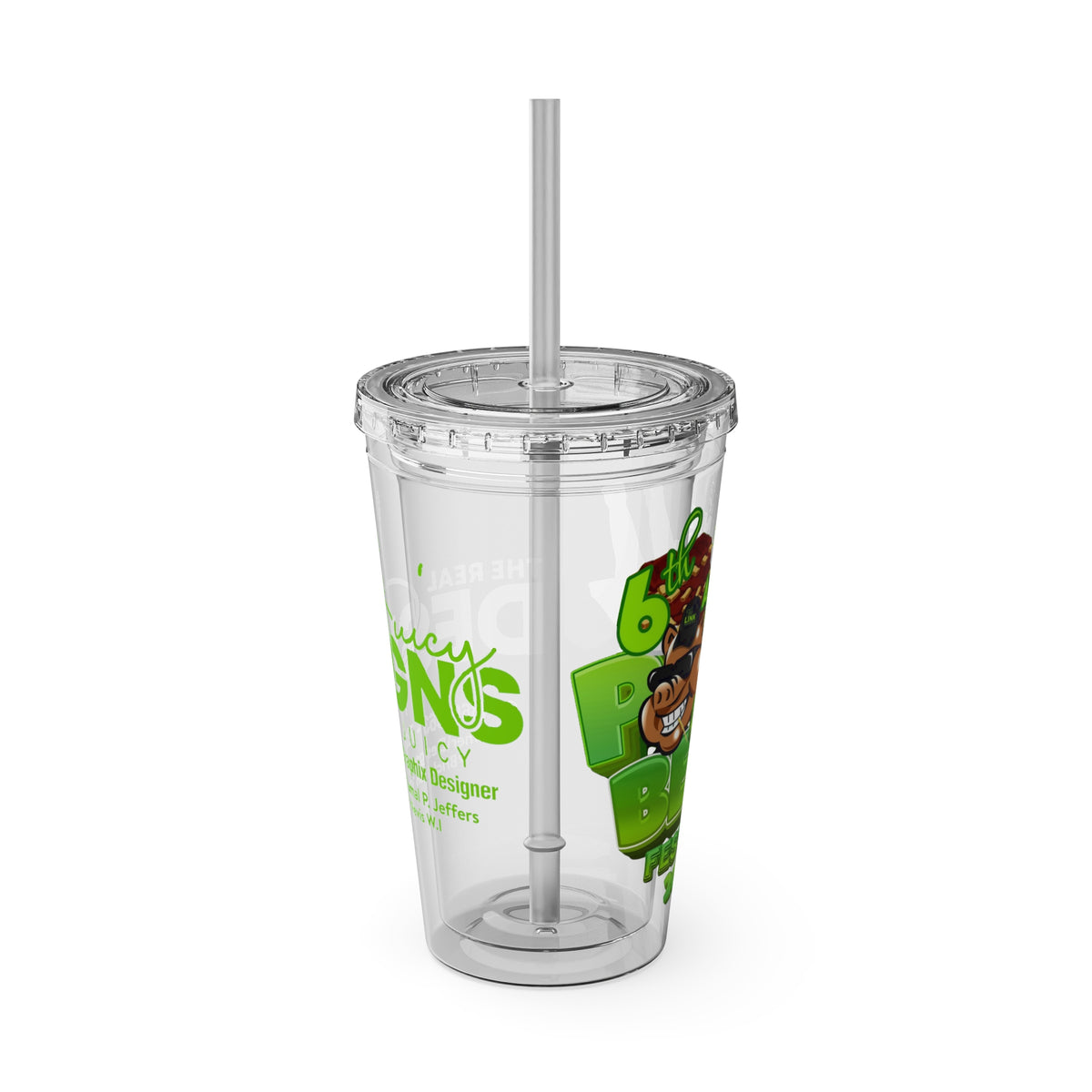 Custom Juicy Desing 16oz Tumbler with Straw