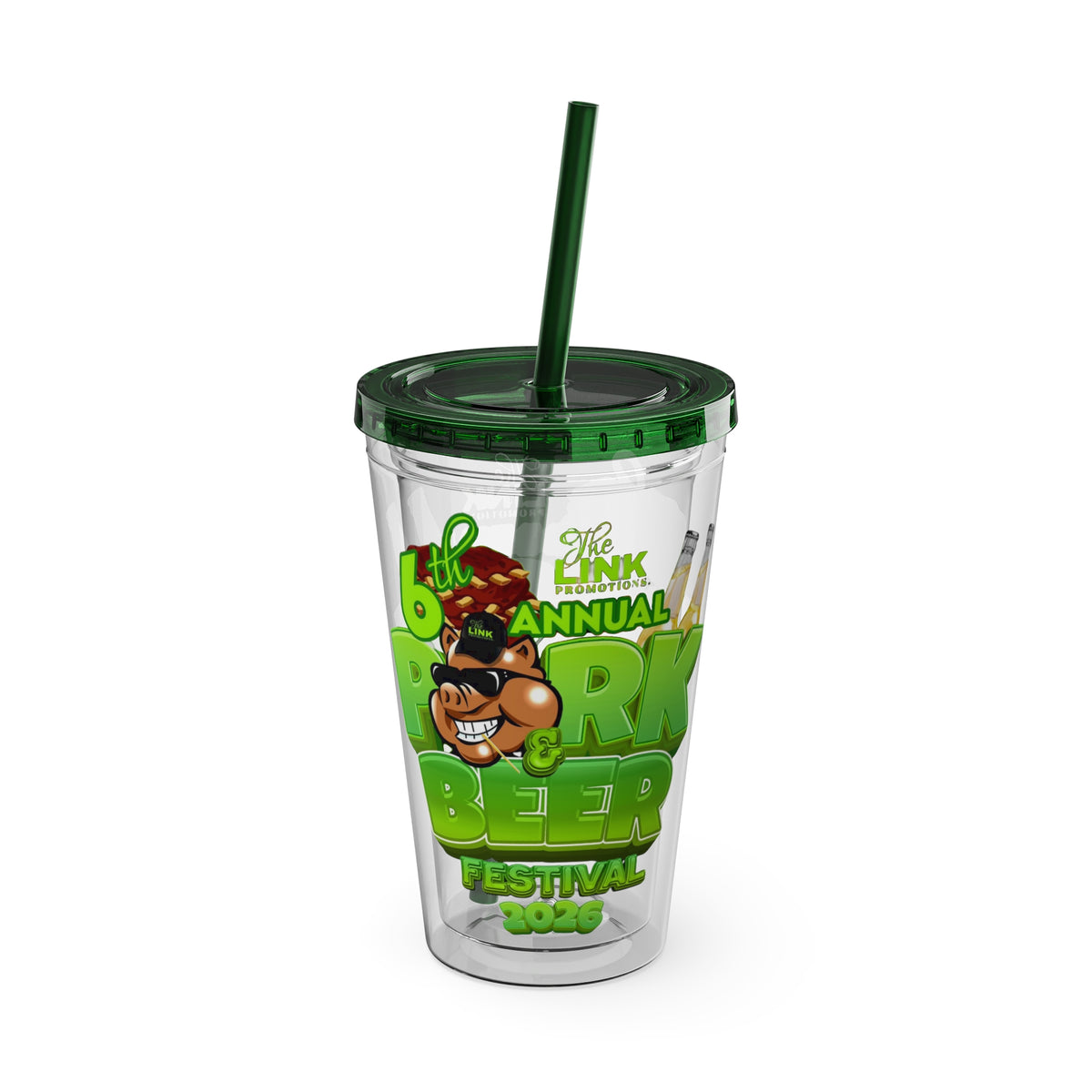 Custom Pork & Beer Festival 16oz Tumbler with Straw