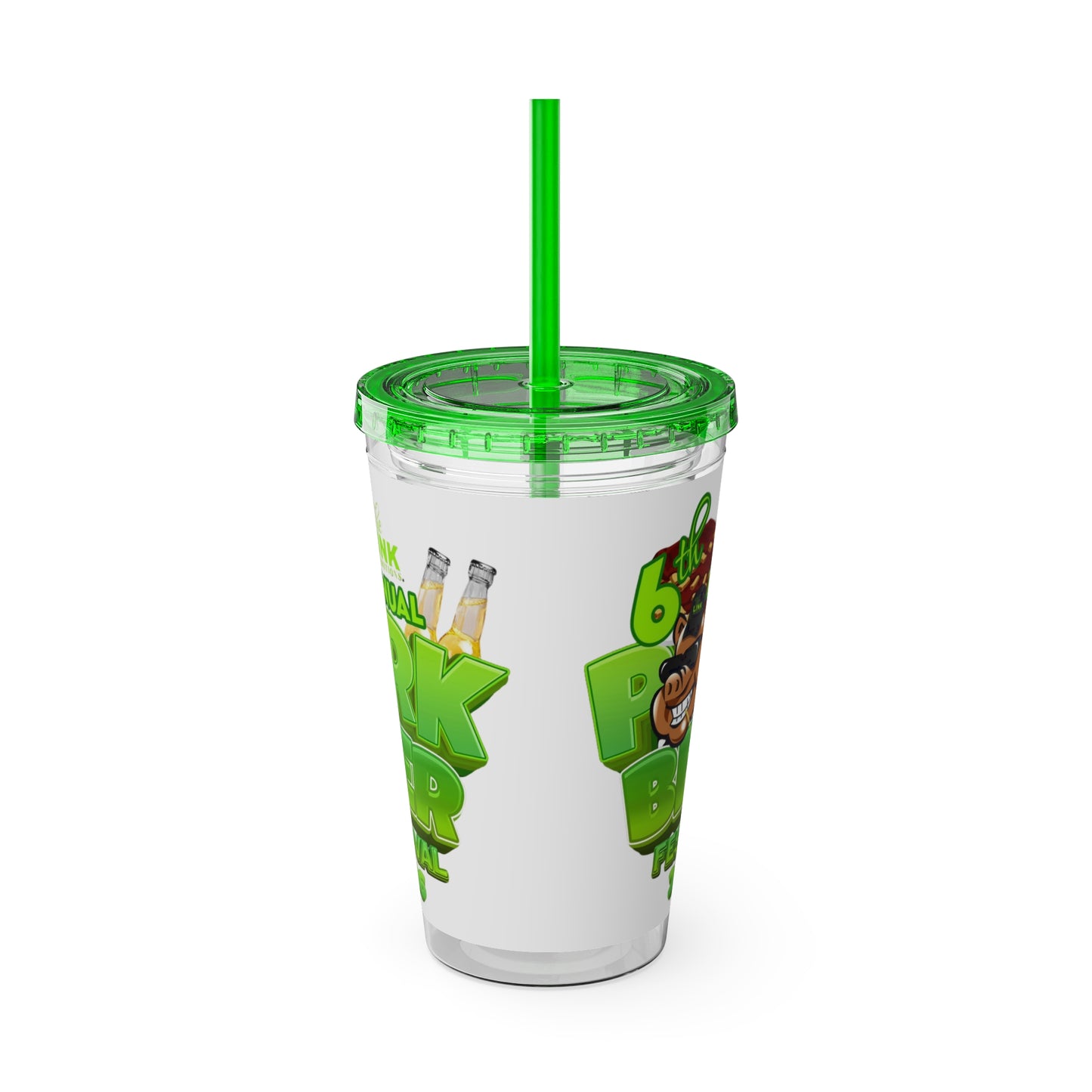 Custom Pork & Beer Festival 16oz Tumbler with Straw
