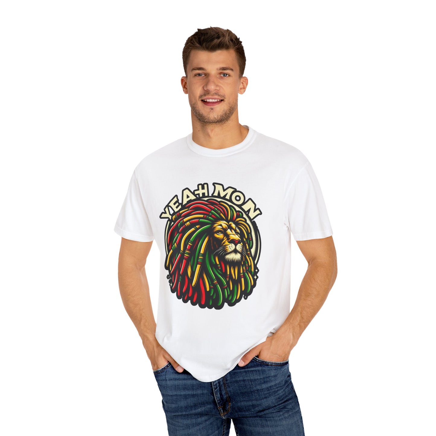 Rastafarian T Shirt  Reggae T Shirt Yeah Mon Reggae Shirt Yeah Mon Jamaica Shirt Reggae Clothing Jamaica Slang Rasta Lion Shirt