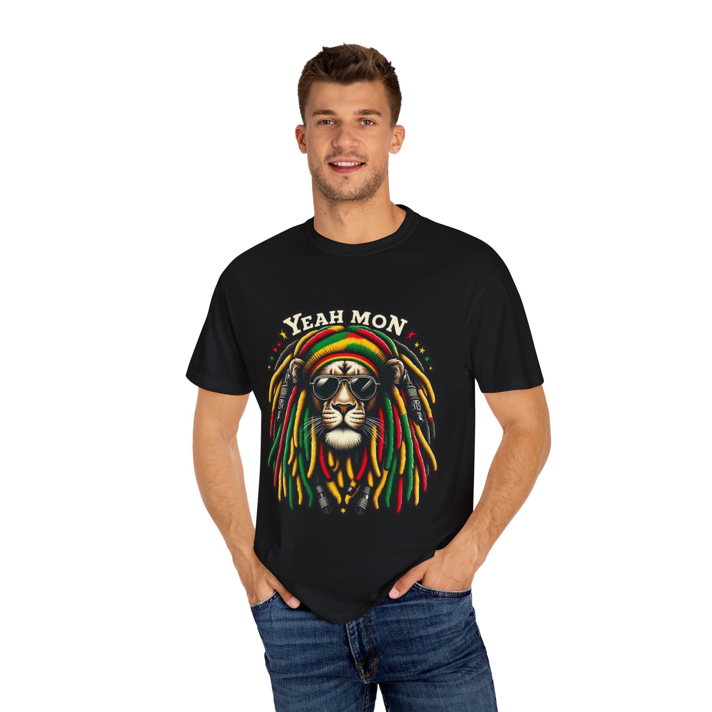 Rasta Lion Shirt Reggae Tee Yeah Mon Reggae Shirt Yeah Mon Jamaica Shirt Reggae Clothing Jamaica Slang Rasta Lion Shirt Rasta Reggae Shirt