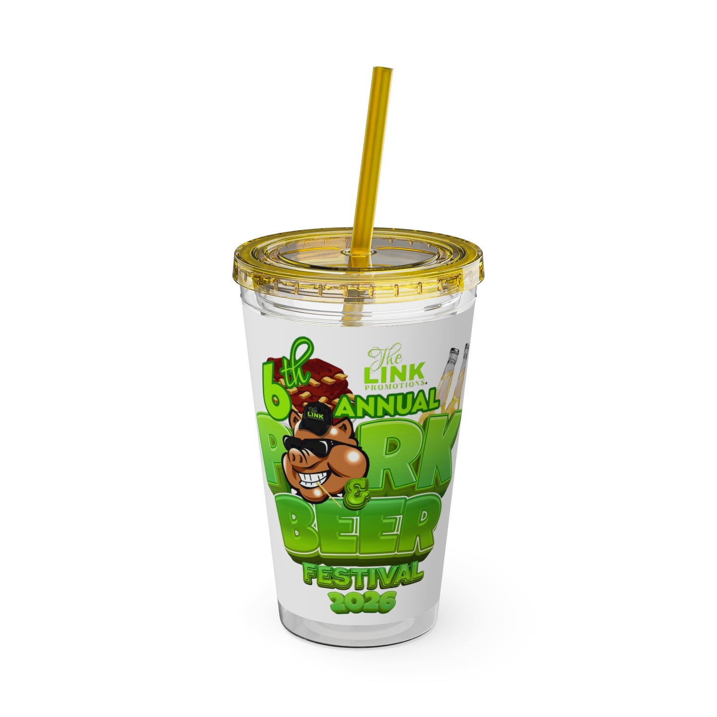 Custom Pork & Beer Festival 16oz Tumbler with Straw