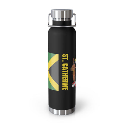 Personalized St. Catherine Copper Insulated Jamaica Flag Bottle - 22oz Souvenir & Gift