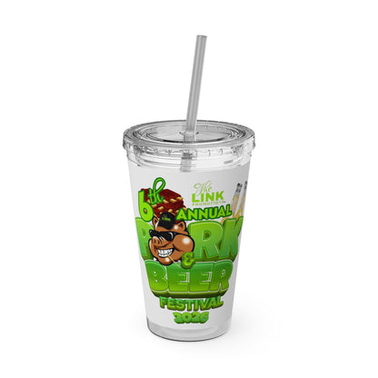 Custom Pork & Beer Festival 16oz Tumbler with Straw