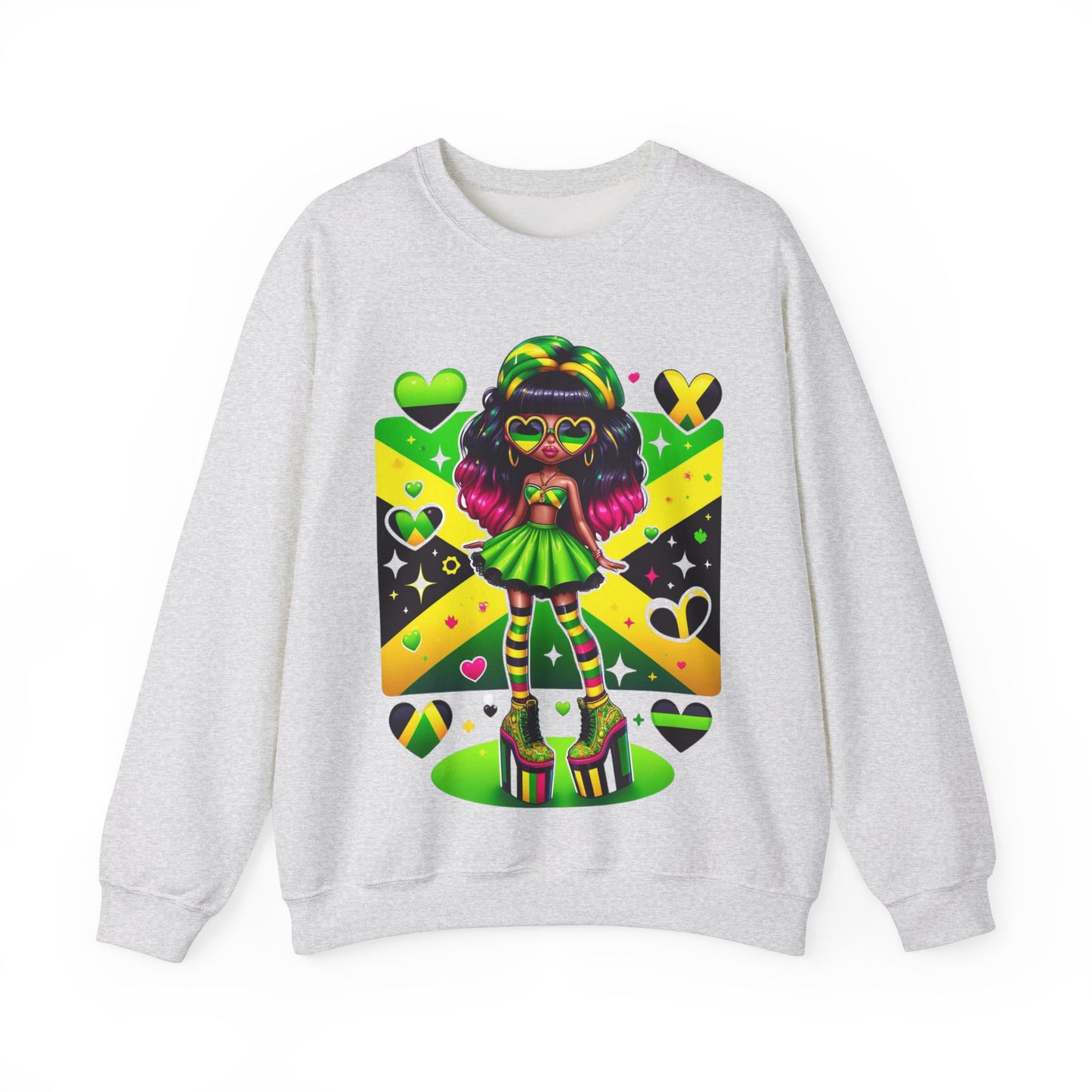 Jamaica Flag Sweatshirt For Jamaican Woman Jamaica Clothes For Women Jamaica Flag Clothes Jamaica Roots Clothes Jamaica Heritage Clothes