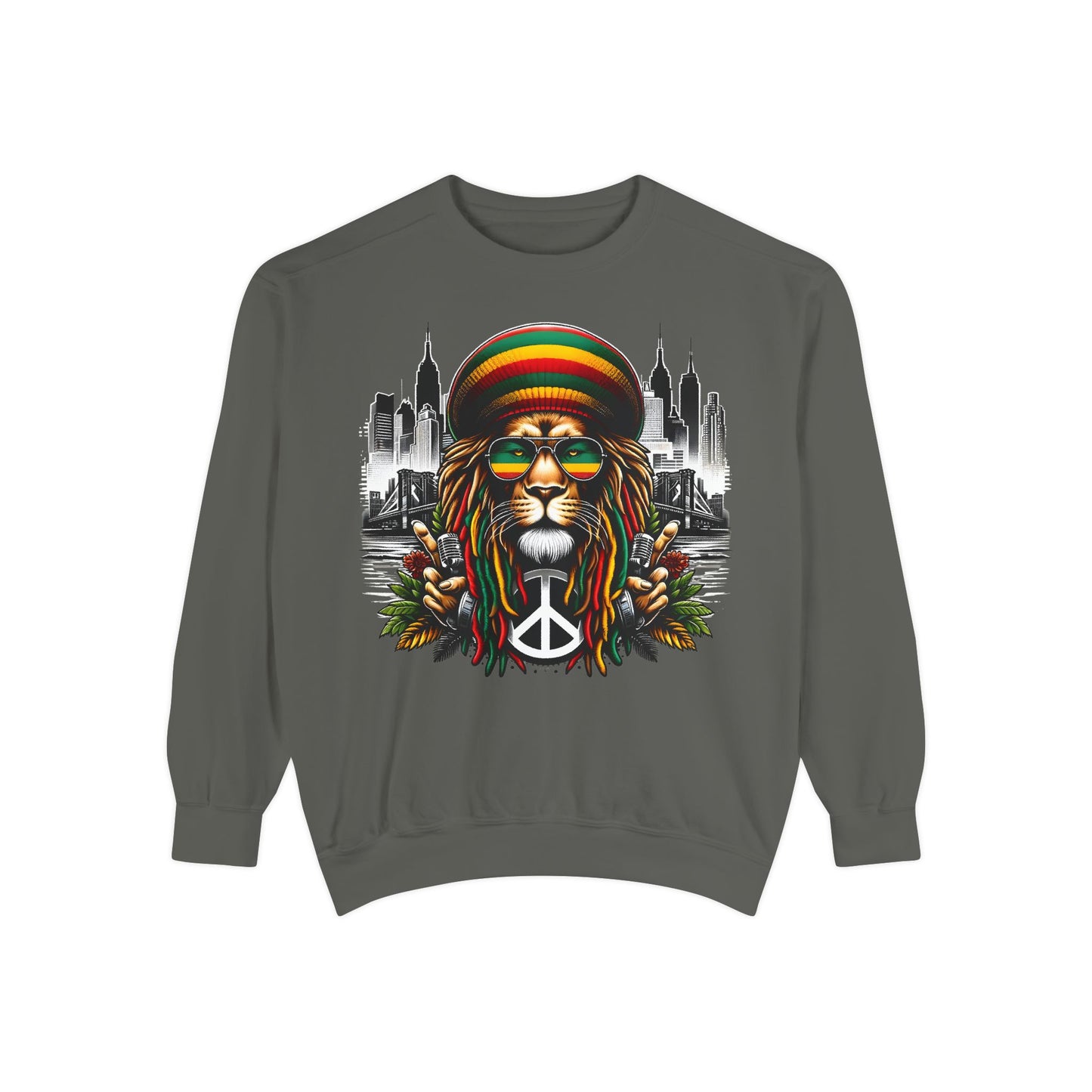 Rasta Lion Sweatshirt Reggae Dreads Jamaica Sweatshirt
