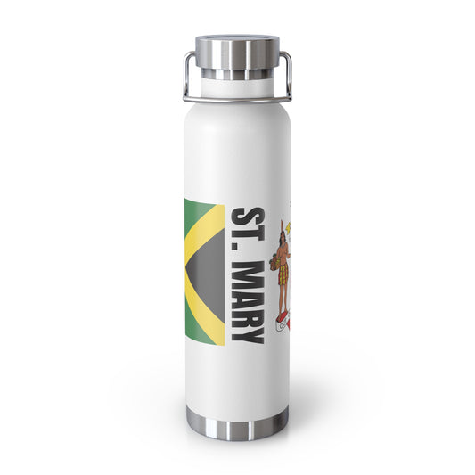 Jamaican Pride Copper Vacuum Insulated Water Bottle - 22oz Personalized Gift with Flag and Coat of Arms