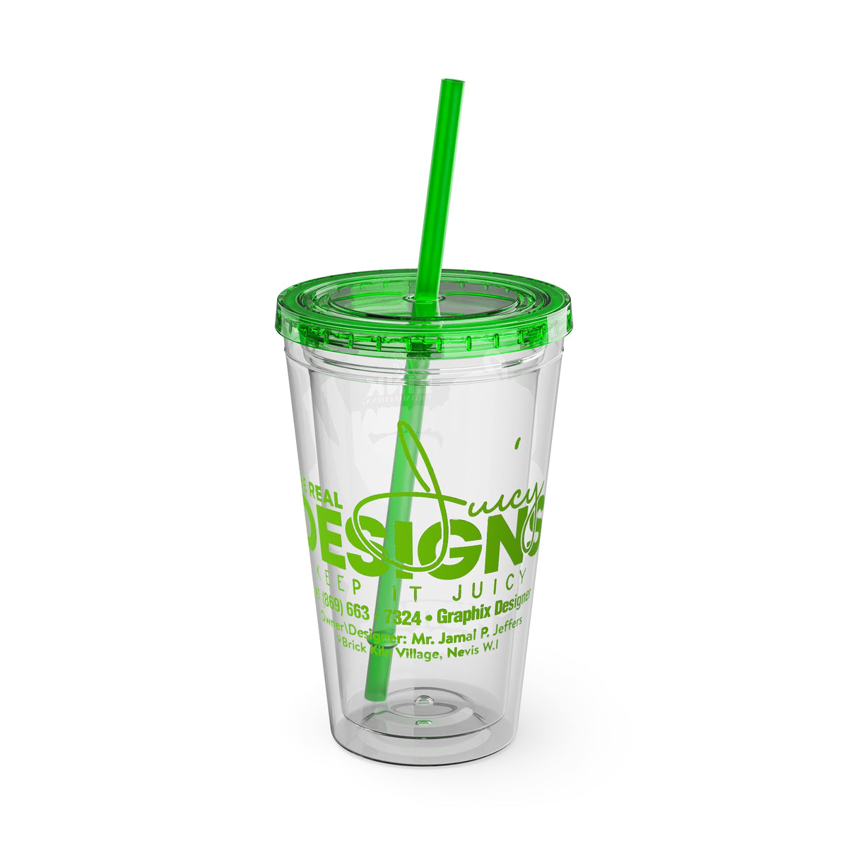 Custom Juicy Desing 16oz Tumbler with Straw