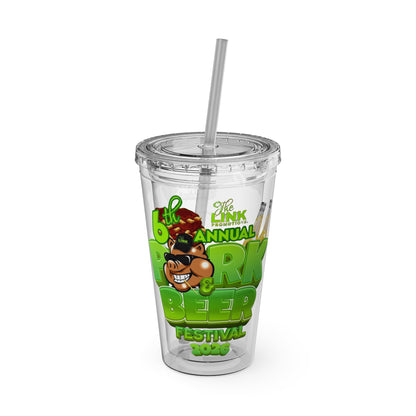 Custom Pork & Beer Festival 16oz Tumbler with Straw