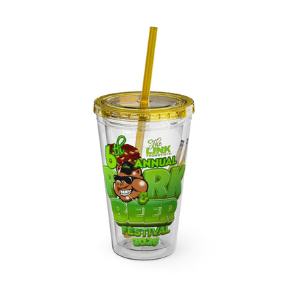Custom Pork & Beer Festival 16oz Tumbler with Straw