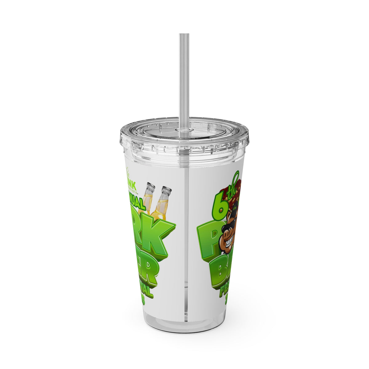 Custom Pork & Beer Festival 16oz Tumbler with Straw
