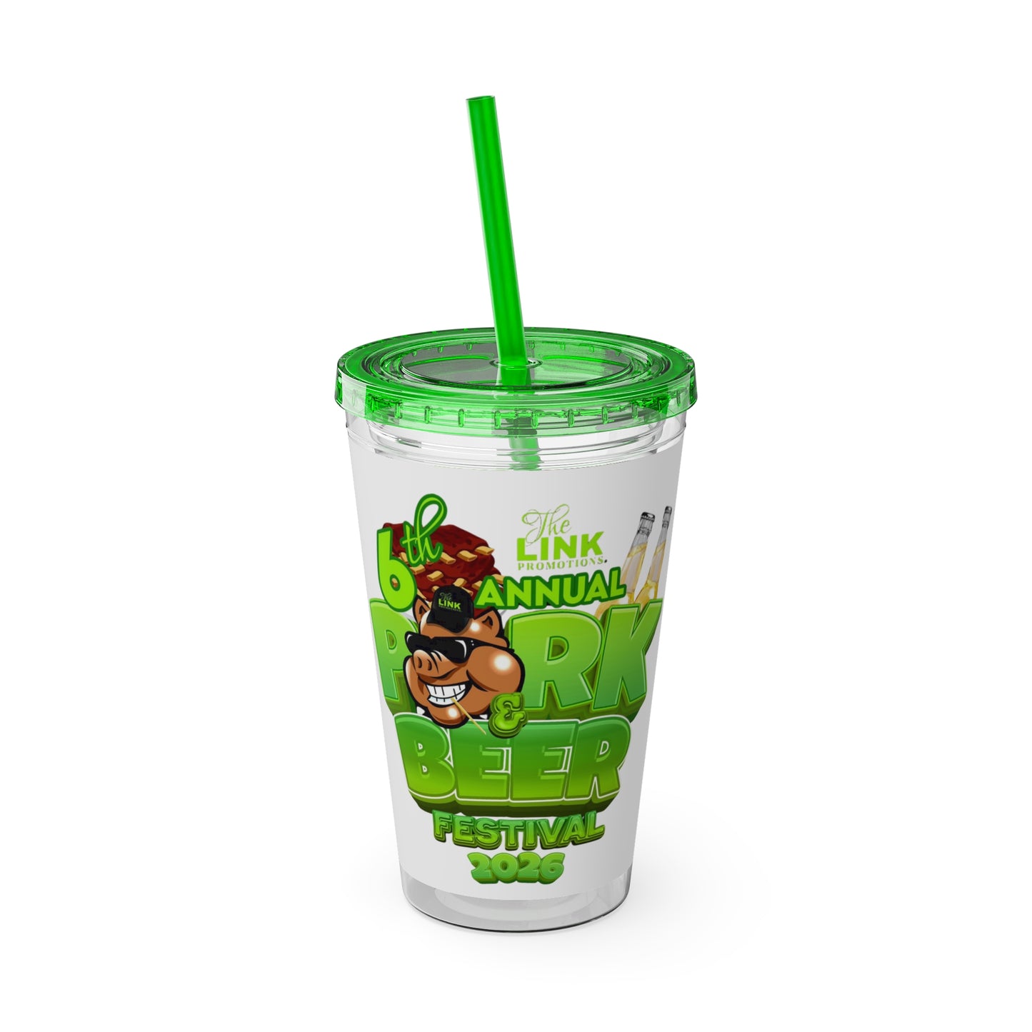 Custom Pork & Beer Festival 16oz Tumbler with Straw