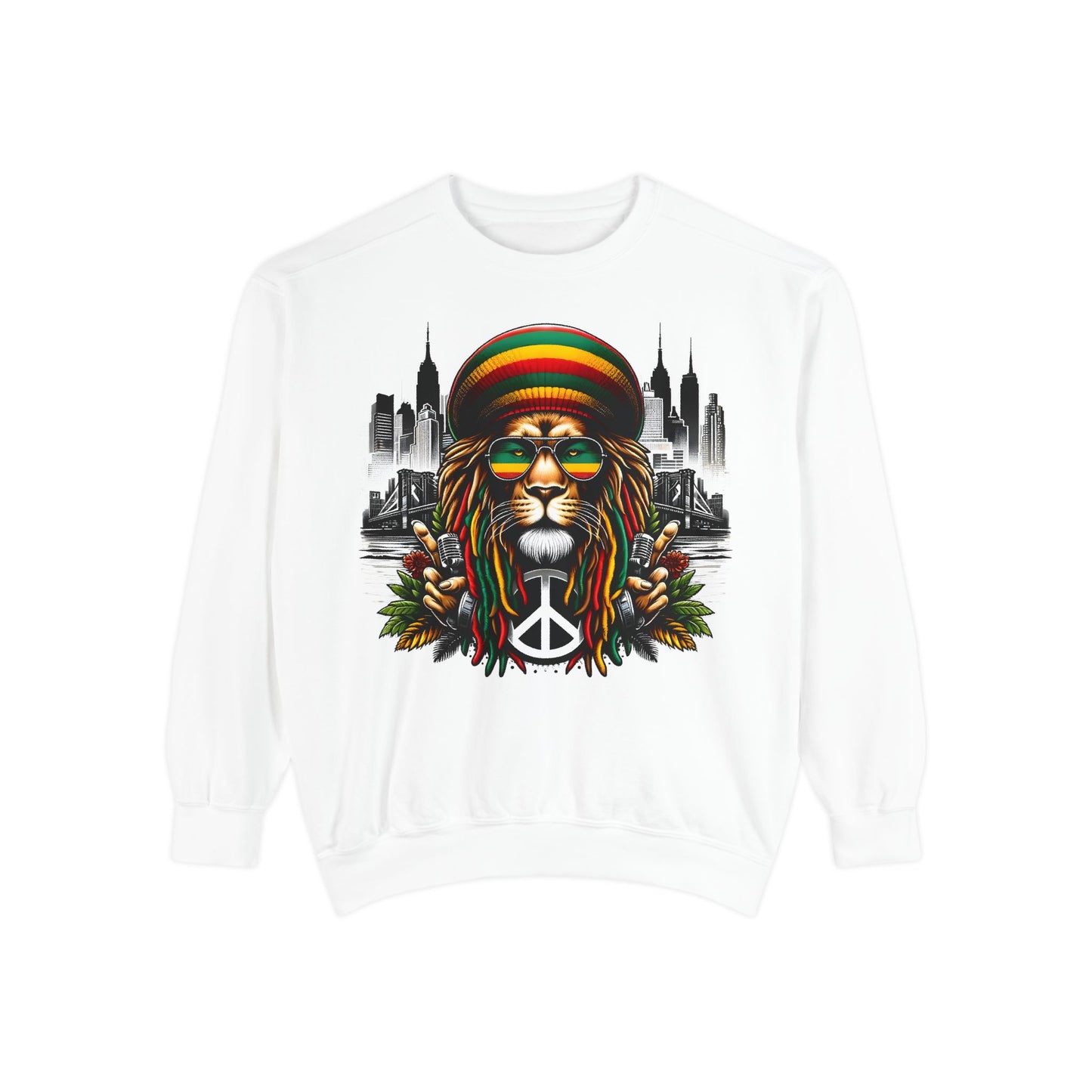 Rasta Lion Sweatshirt Reggae Dreads Jamaica Sweatshirt