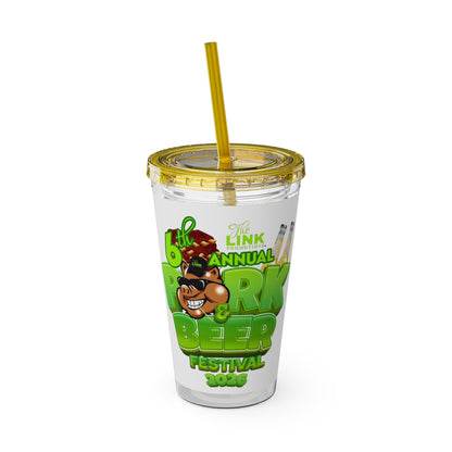 Custom Pork & Beer Festival 16oz Tumbler with Straw