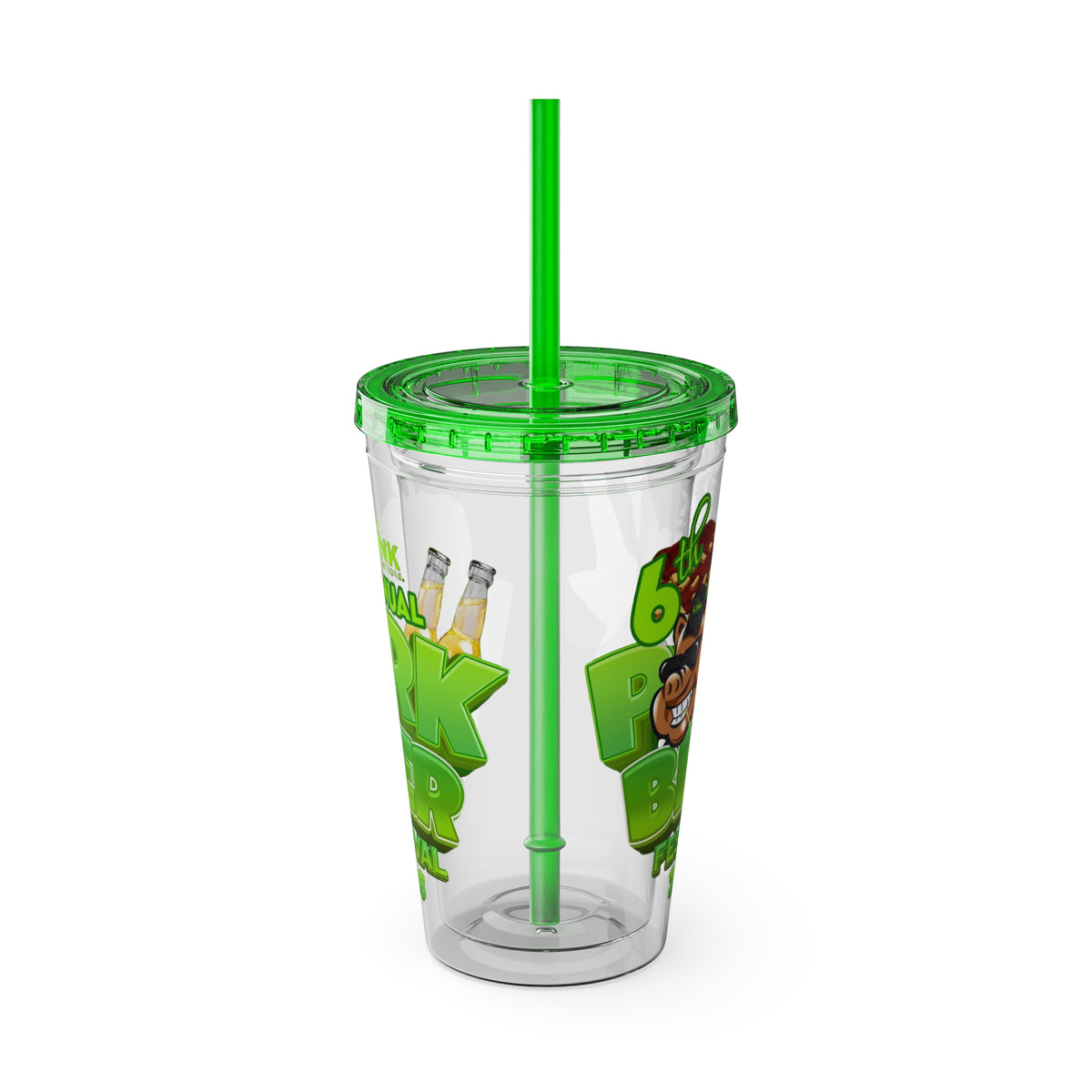 Custom Pork & Beer Festival 16oz Tumbler with Straw