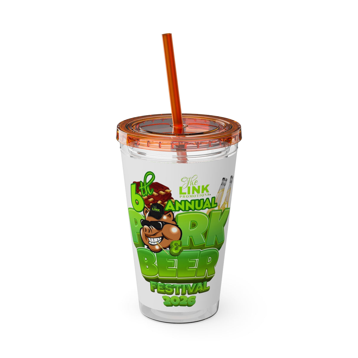 Custom Pork & Beer Festival 16oz Tumbler with Straw