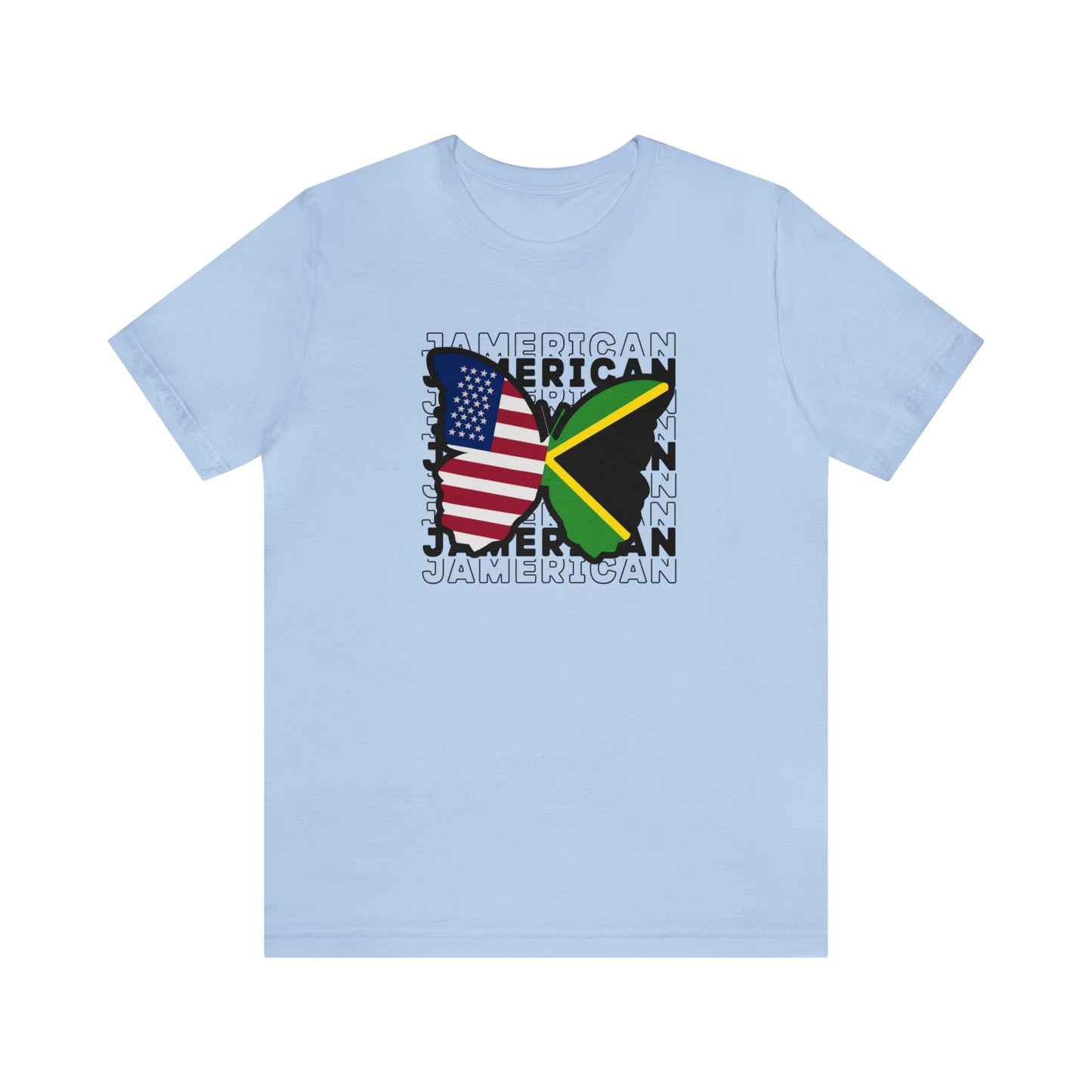 Jamaica Color T Shirt For Women Jamaica and American Flag Jamerican