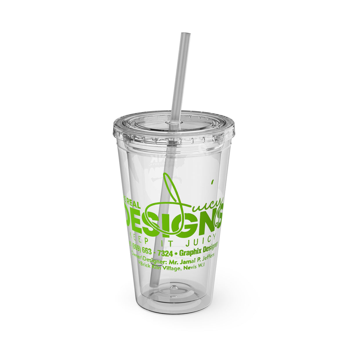Custom Juicy Desing 16oz Tumbler with Straw