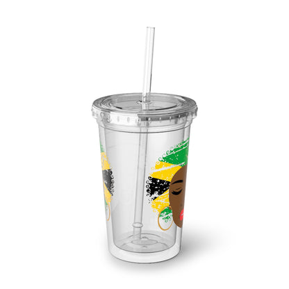 Jamaica Cup With Lid and Straw Jamaican Gift For Women Jamaica Flag Merchandise Jamaica Themed Products