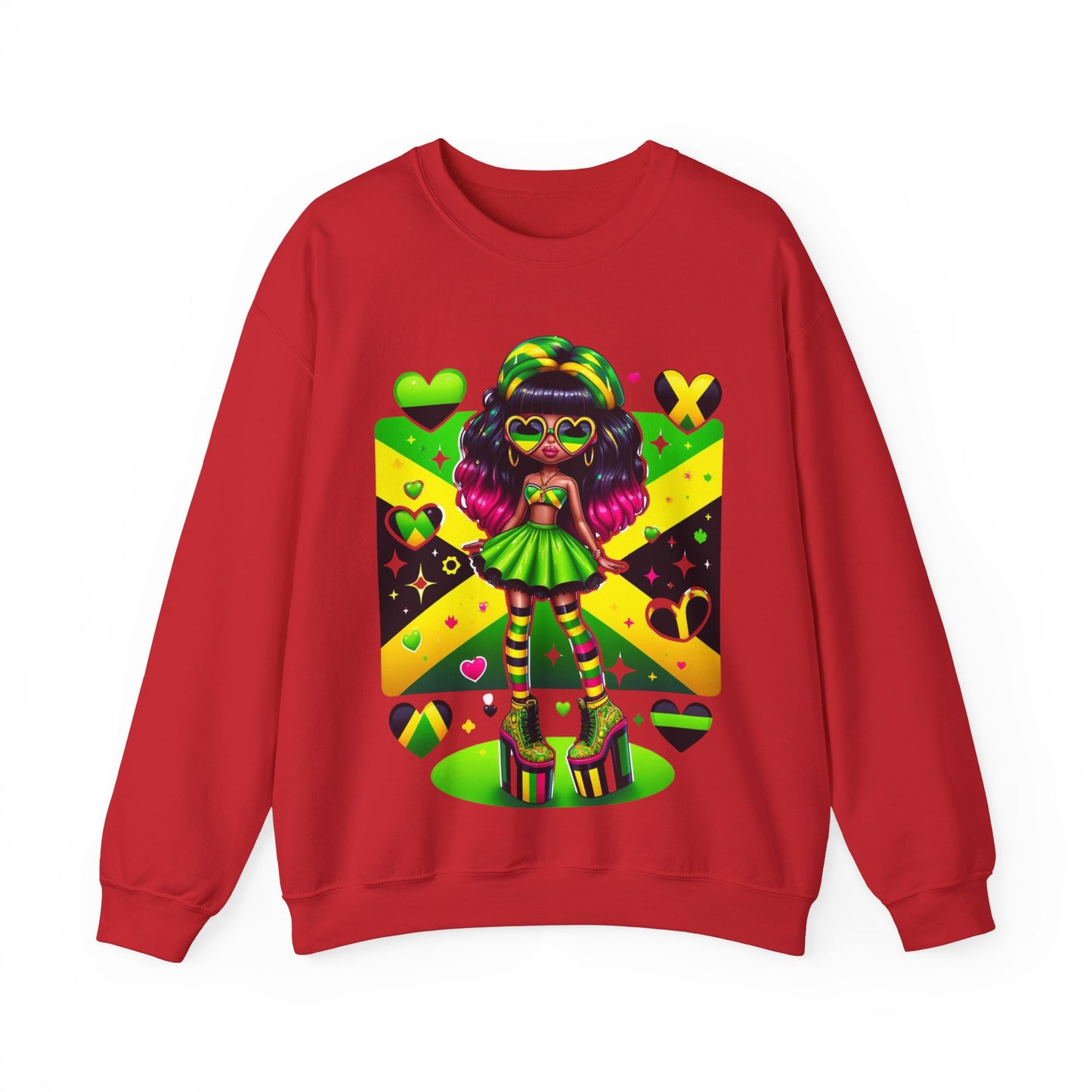 Jamaica Flag Sweatshirt For Jamaican Woman Jamaica Clothes For Women Jamaica Flag Clothes Jamaica Roots Clothes Jamaica Heritage Clothes