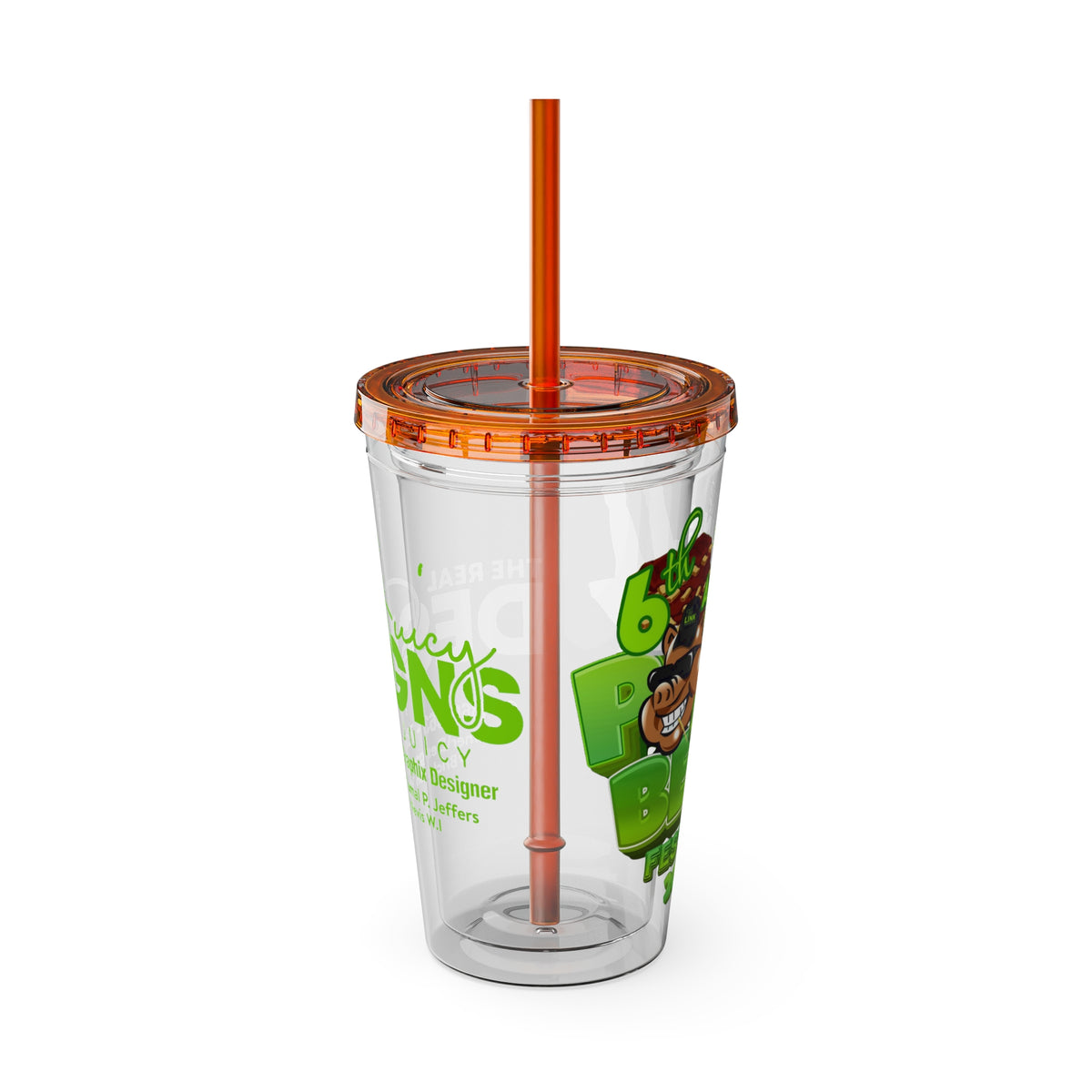 Custom Juicy Desing 16oz Tumbler with Straw