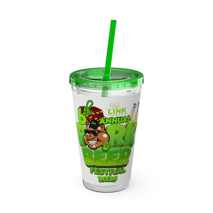 Custom Pork & Beer Festival 16oz Tumbler with Straw