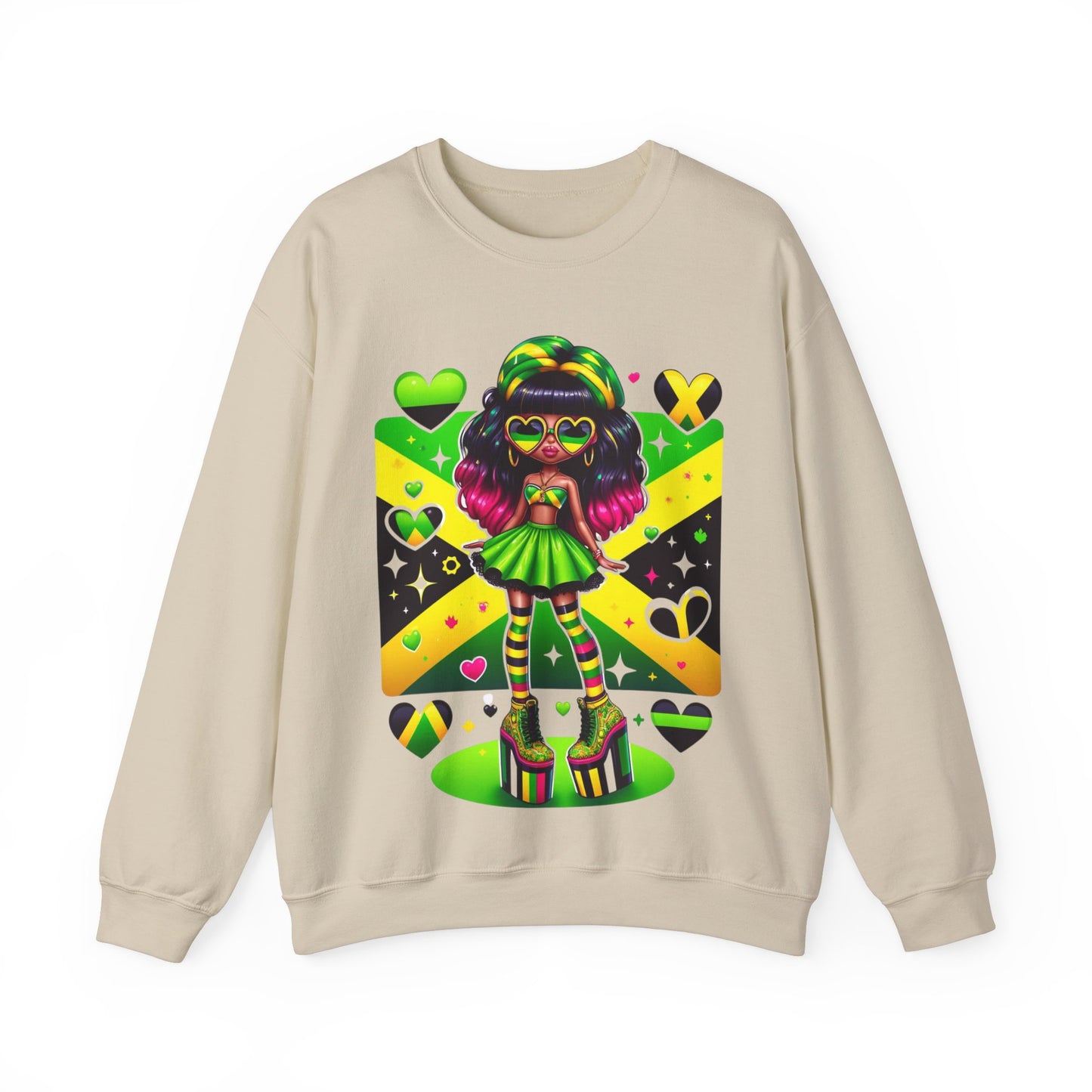 Jamaica Flag Sweatshirt For Jamaican Woman Jamaica Clothes For Women Jamaica Flag Clothes Jamaica Roots Clothes Jamaica Heritage Clothes