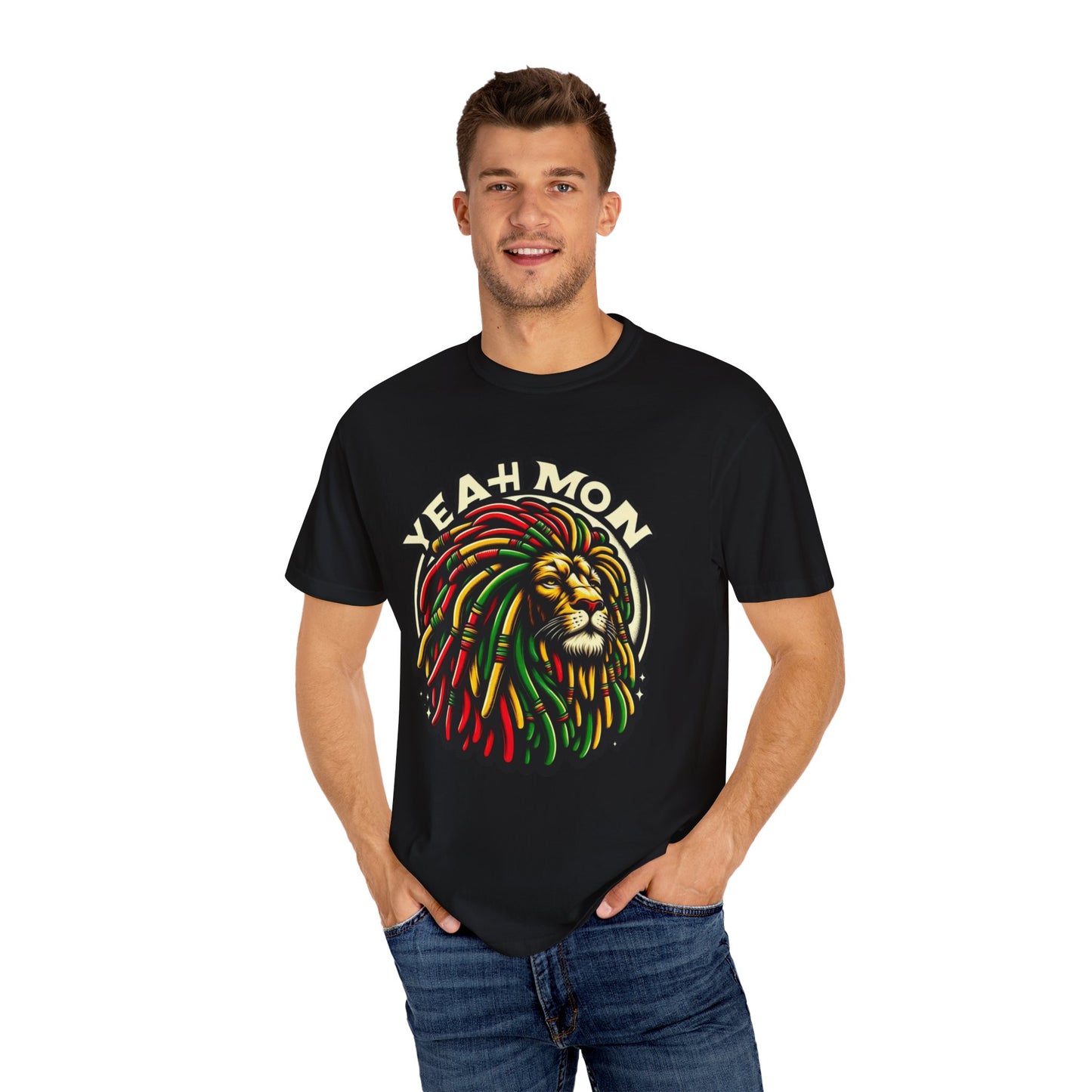 Rastafarian T Shirt  Reggae T Shirt Yeah Mon Reggae Shirt Yeah Mon Jamaica Shirt Reggae Clothing Jamaica Slang Rasta Lion Shirt